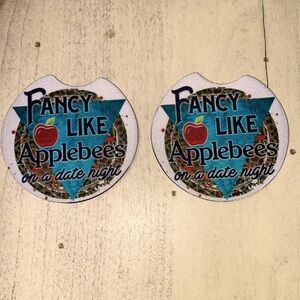 Set of two neoprene car coasters, custom-made